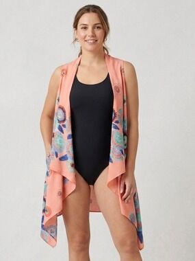 Bohemian Womens Long Line Open Cardigan Vest Waterfall Drape One Size Fits Most.